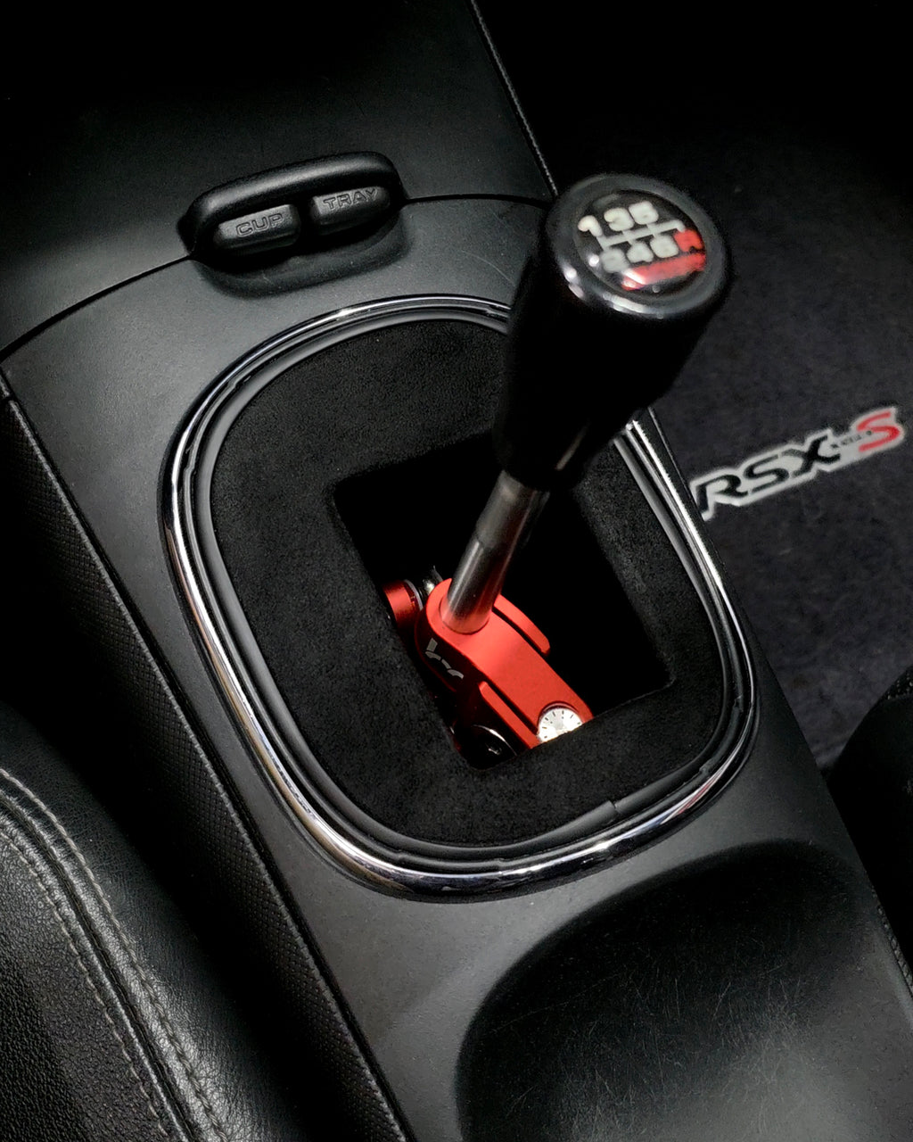 DC5 RSX Shift Boot Delete Cover Plate – Hybrid Racing Short Shifter Black Suede Edition