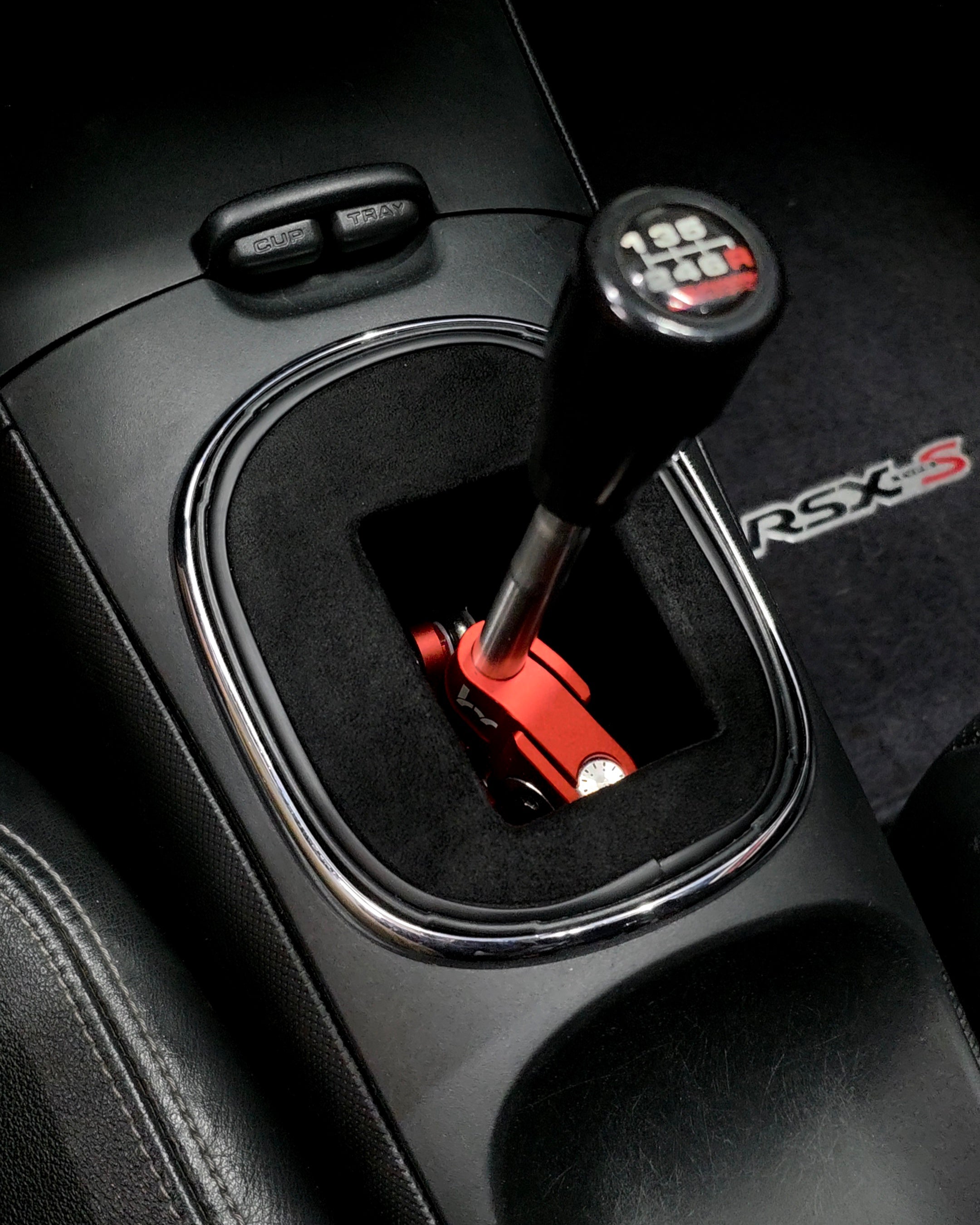 DC5 RSX Shift Boot Delete Cover Plate – Hybrid Racing Short Shifter Black Suede Edition