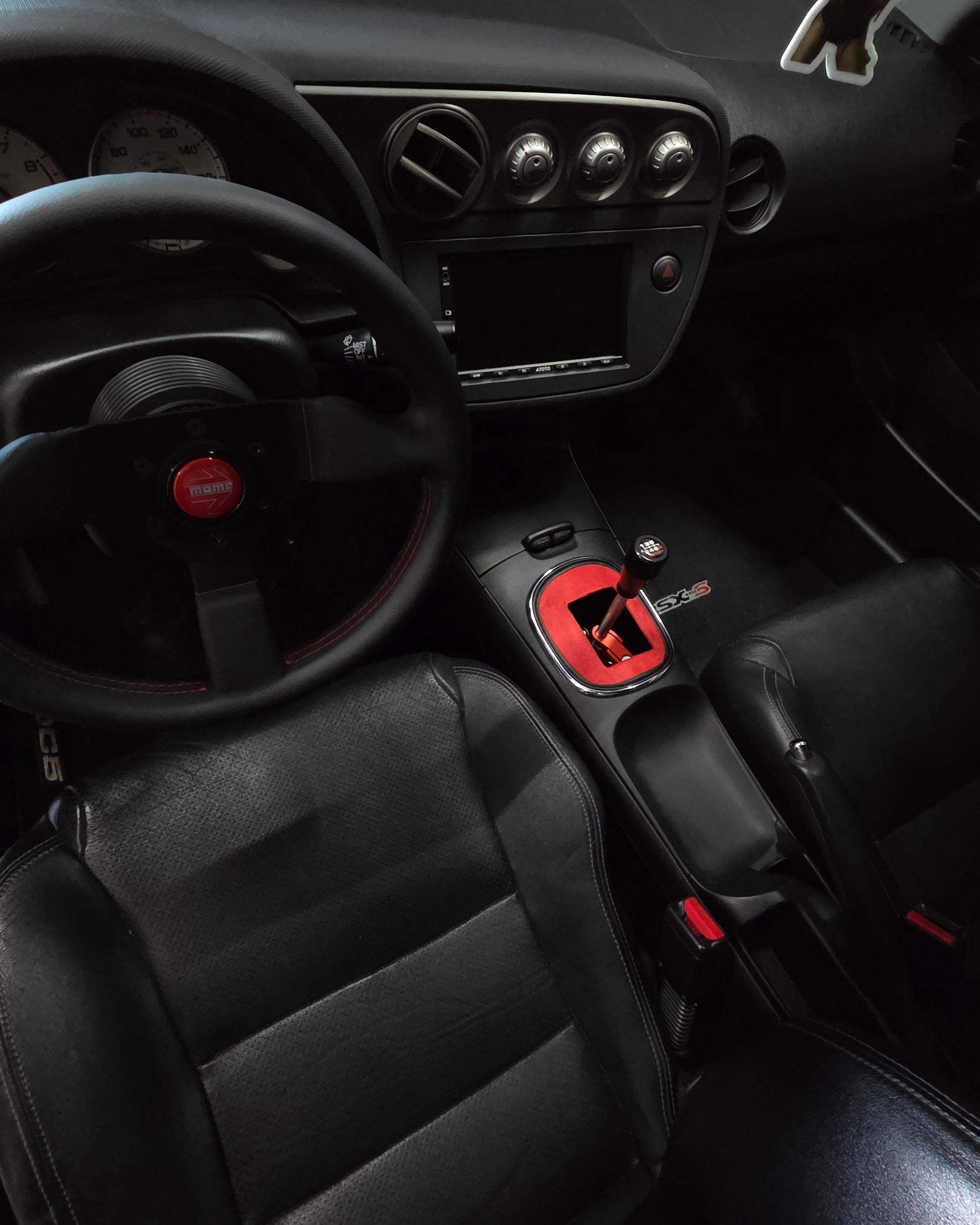 DC5 RSX Shift Boot Delete Cover Plate – Hybrid Racing Short Shifter Red Suede Edition