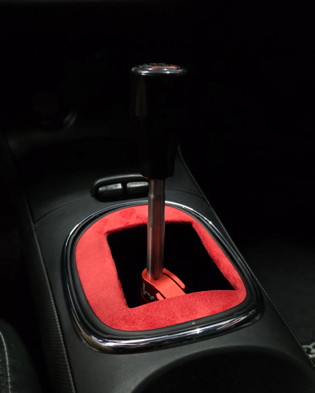 DC5 RSX Shift Boot Delete Cover Plate – Acuity 2 Way & 4-Way Short Shifter Red Suede Edition